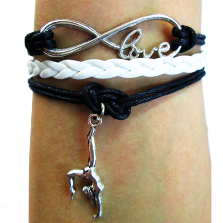 Браслет с гимнасткой черно-белый