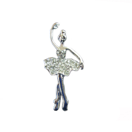 Балеринка со стразами серебро