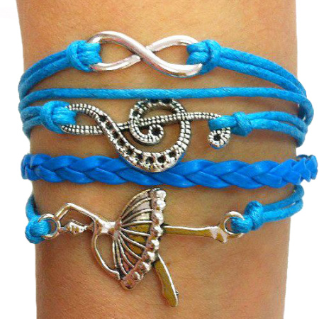 Браслет с балериной голубой